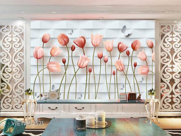 Tranh dán tường 3d hoa tulip VIETAD-521