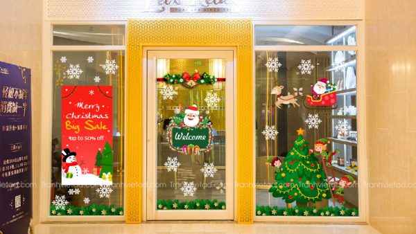 Decal dán kính trang trí noel