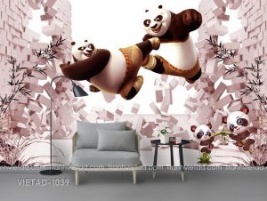 Tranh Dán Tường 3D Gấu Panda VIETAD-1039