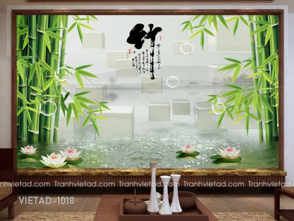 Tranh Dán Tường 3D Hoa Sen VIETAD-1018