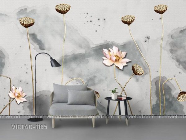 Tranh Dán Tường 3D Hoa Sen VIETAD-1185
