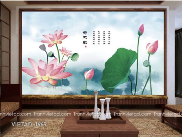 Tranh Dán Tường 3D Hoa Sen VIETAD-1669