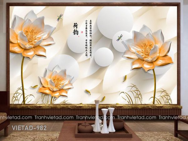Tranh Dán Tường 3D Hoa Sen VIETAD-982