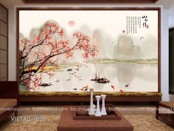 Tranh Dán Tường 3D Sơn Thủy VIETAD-1021