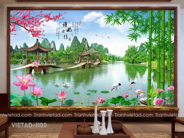 Tranh Dán Tường 3D Sơn Thủy VIETAD-1100