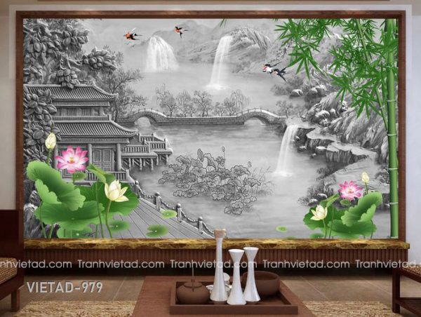 Tranh Dán Tường 3D Sơn Thủy VIETAD-979