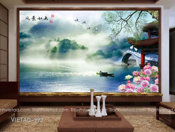 Tranh Dán Tường 3D Sơn Thủy VIETAD-992