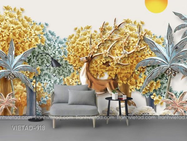 Tranh Dán Tường 3D Hươu VIETAD-918