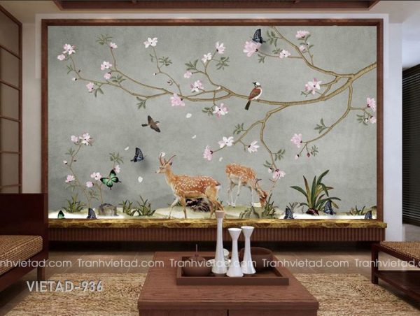Tranh Dán Tường 3D Hươu VIETAD-936